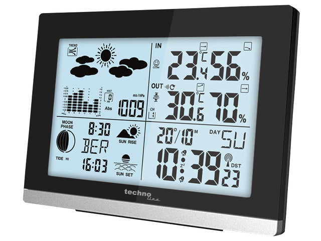 Wetterstation Technoline WS 6762 158x113x40mm schwarz/silber mit 1 Bausensor 30m