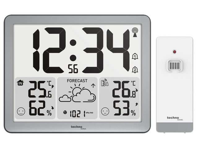Weerstation Technoline WS 6780 173x140x27mm Silber mit 1 Gebäudesensor