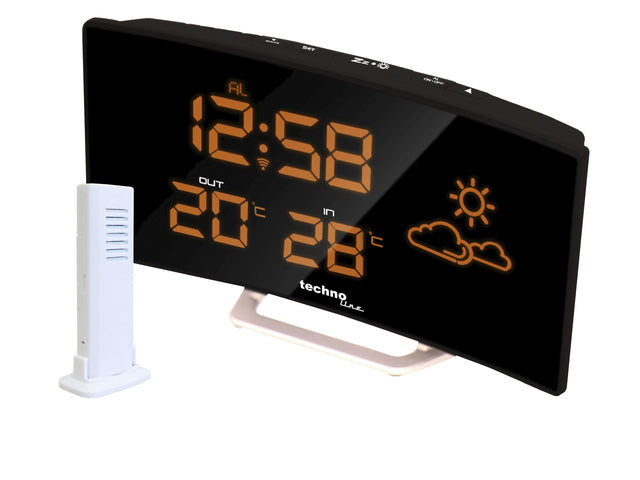 Weerstation Technoline WS 6832 196x106x39mm schwarz/silber gebogen LED-Anzeige mit 1 Gebäudesensor 30m