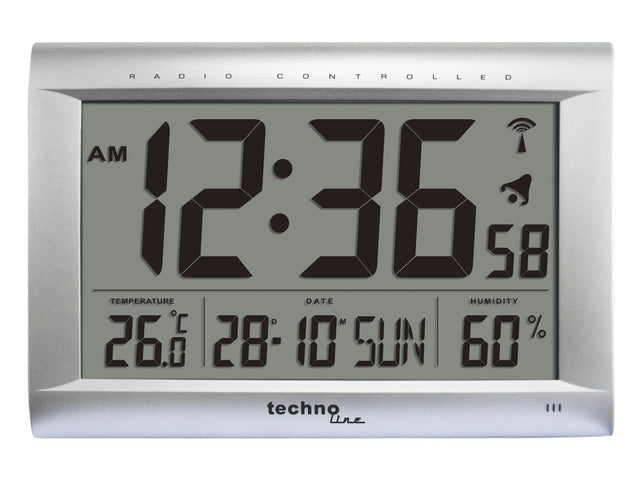 Digitale Wanduhr Technoline WS 8009 407x270x43mm Silber XXL