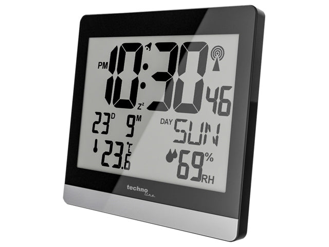 Digitale Wanduhr Technoline WS 8014 200x189x29mm schwarz/silber