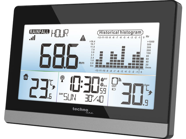 Wetterstation Technoline WS 9016 180x110x38mm schwarz/silber mit Regenmesser