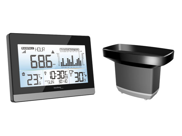 Wetterstation Technoline WS 9016 180x110x38mm schwarz/silber mit Regenmesser