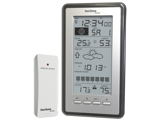 Wetterstation Technoline WS 9040-IT 100x178x28mm Silber/Grau mit 1 Bausensor 100m