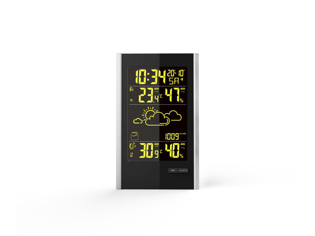 Wetterstation Technoline WS 9060 113x186x47mm schwarz/silber mit 1 Bausensor 30m und eingebauter Hintergrundbeleuchtung