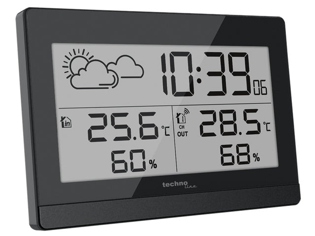 Wetterstation Technoline WS 9252 140x100x47mm schwarz mit 1 Gebäudesensor 50m