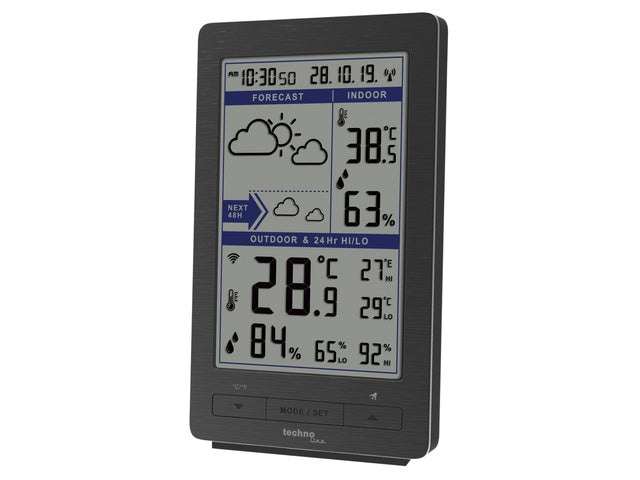 Wetterstation Technoline WS 9485 94x154x46mm Silber mit 1 Bausensor 30m
