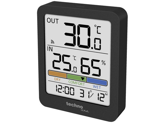 Thermometer Technoline WS 9488 81x98x22mm anthrazit mit 1 Bausensor 30m
