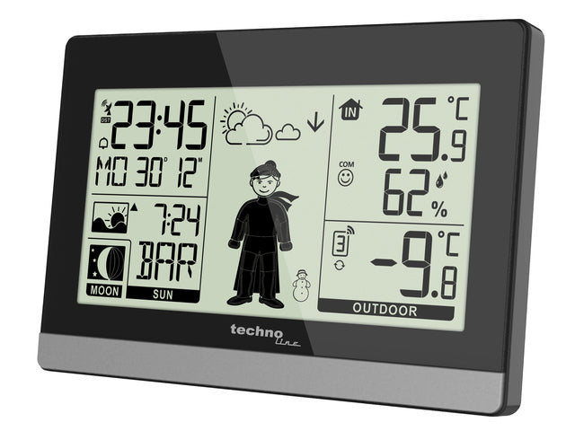 Wetterstation Technoline WS 9612 145x97x38mm schwarz/silber mit 1 Bausensor 30m