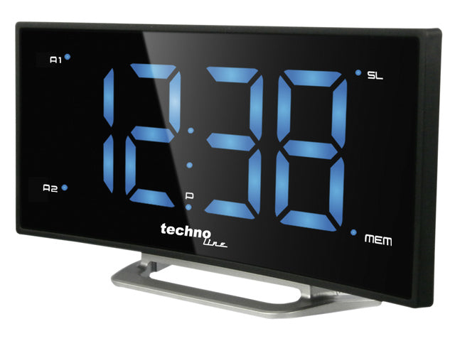 Wekkerradio Technoline WT 460 171x40x87mm schwarz gebogen LED blauw
