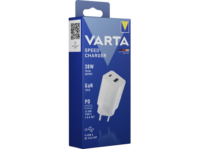 Oplader Varta Speed ​​Charger 38W 1x USB A / 1x USB C