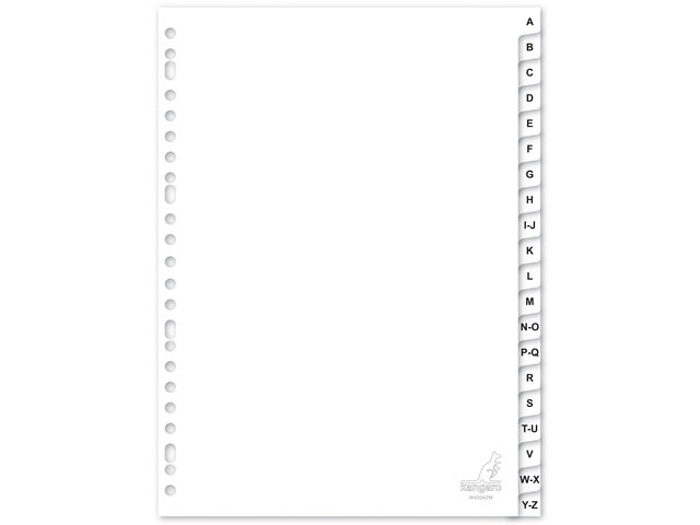 Tabblad Kangaro A4 letters PP 120 micron wit 23-gaats 20-delig AZ